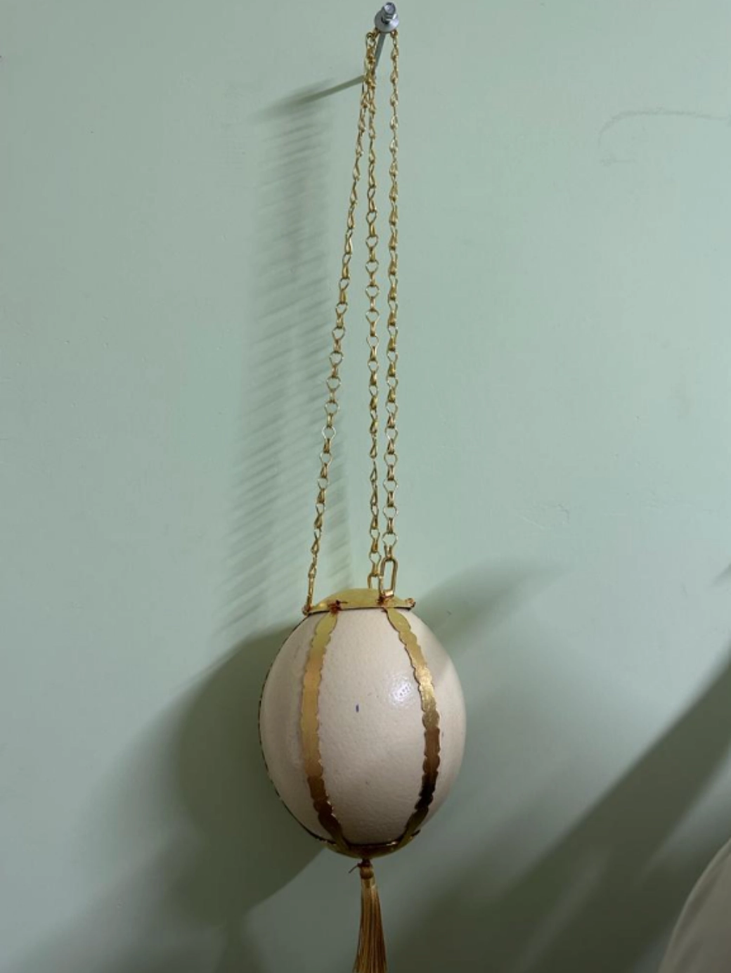 Devekuşu Yumurta Askısı Metal Makrome 